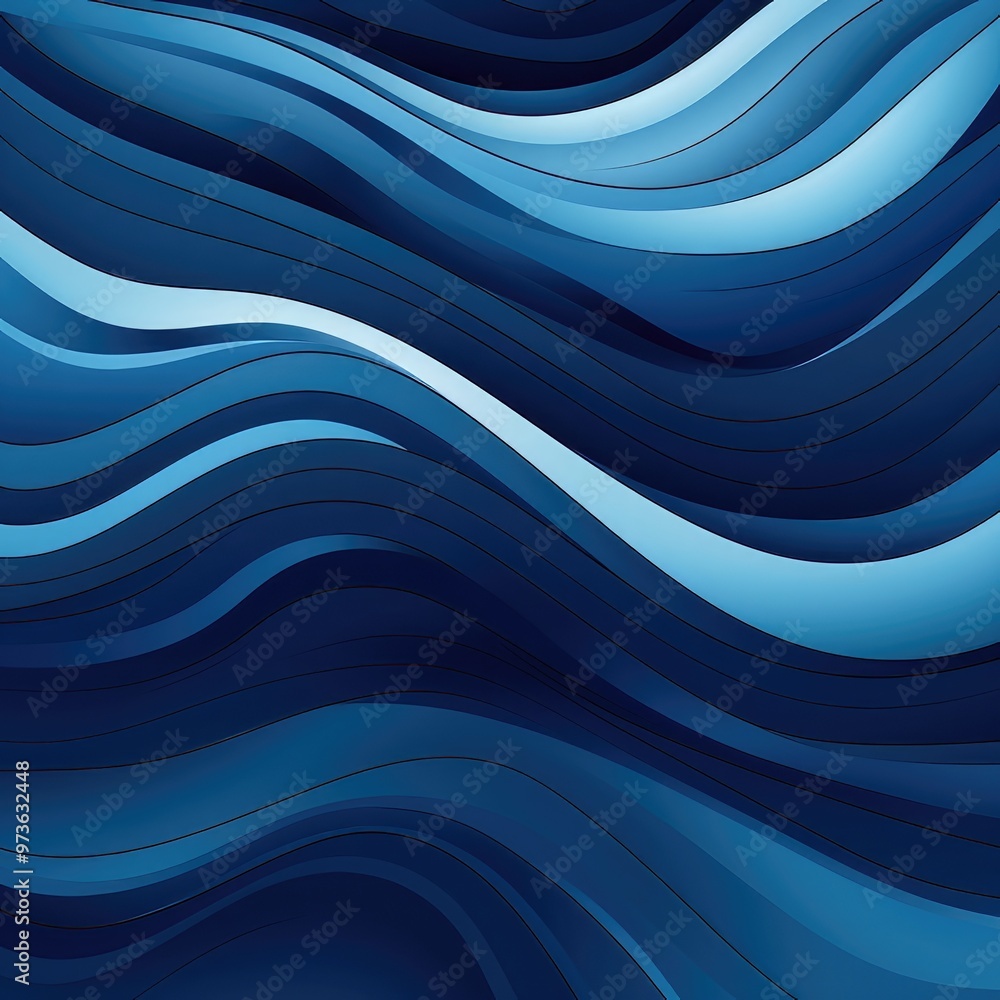 Fototapeta premium Abstract design featuring flowing waves in various shades of blue, creating a sense of depth and movement.