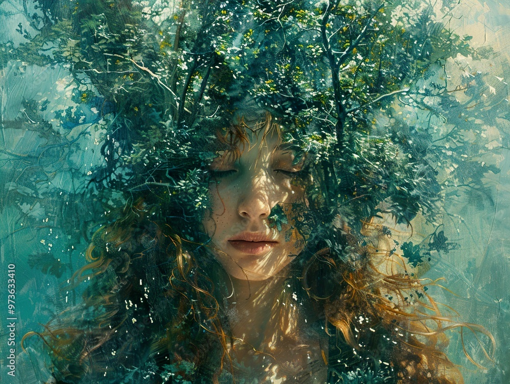 Dreamy Portrait of a Woman in a Forest Dreamy Portrait of a Woman in a Forest