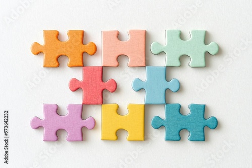 Colorful Puzzle Pieces Symbolizing Autism, Neurodiversity, and Unity Interconnection