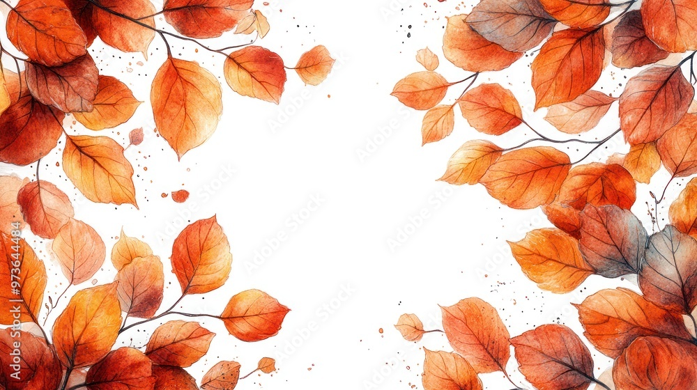 Watercolor illustration of autumn leaves framing a blank space. Watercolor illustration of autumn leaves framing a blank space.