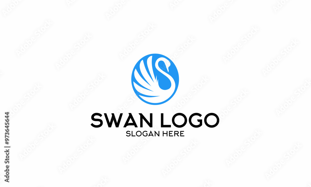 Swan logo. simple and elegant logo. goose icon on white background Swan logo. simple and elegant logo. goose icon on white background