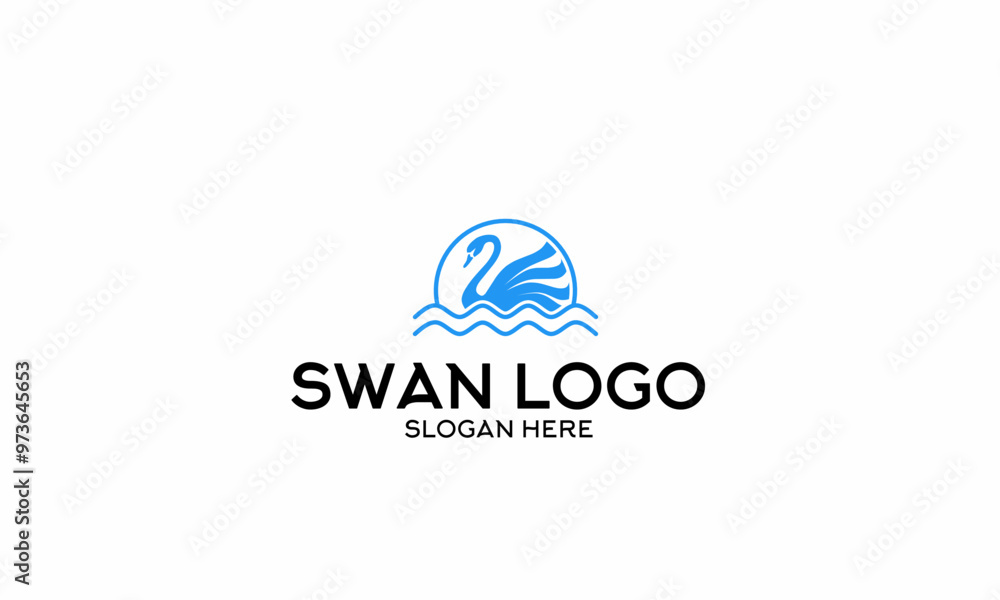 Swan logo. simple and elegant logo. goose icon on white background Swan logo. simple and elegant logo. goose icon on white background