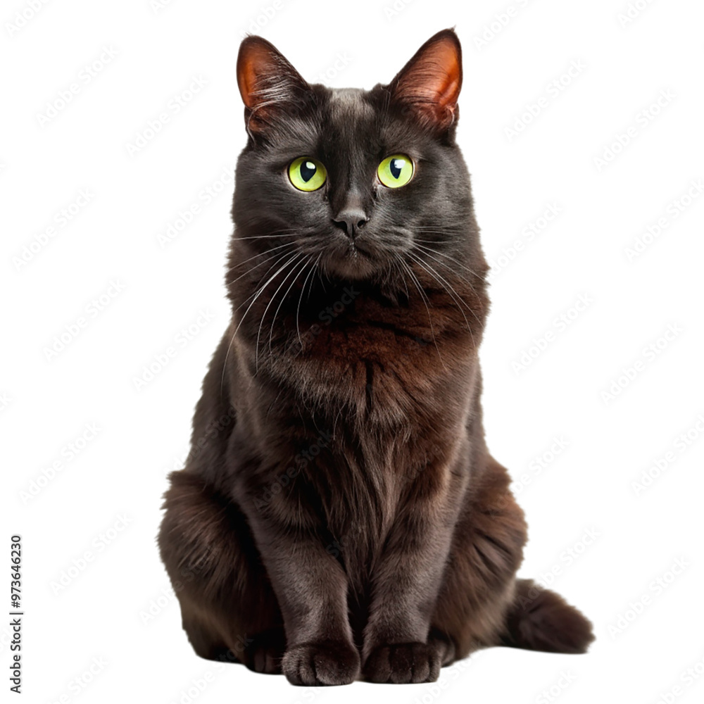 Obraz premium Black cat Isolated on transparent background.