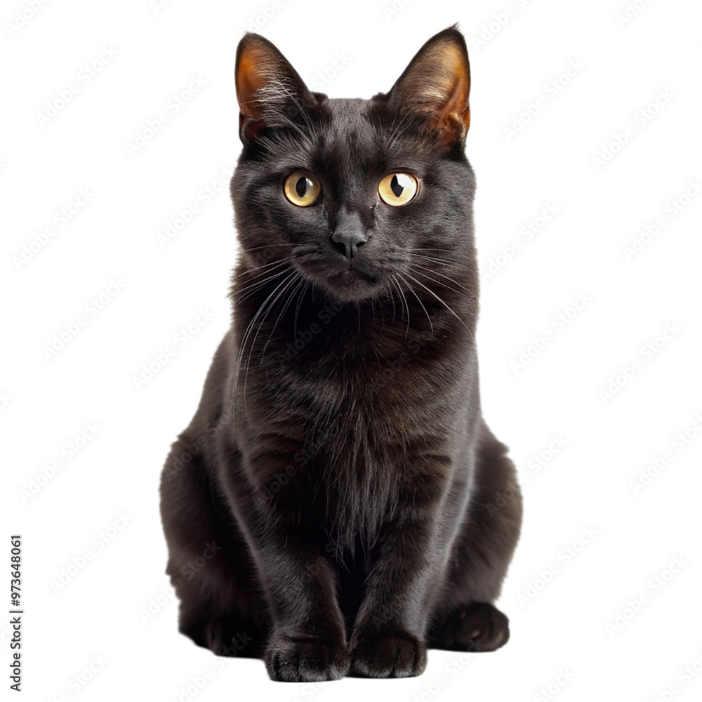 Fototapeta premium Black cat Isolated on transparent background.