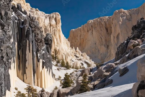 Stunning Onyx and Ivory Mountain Landscape with Textured Granite Features photo