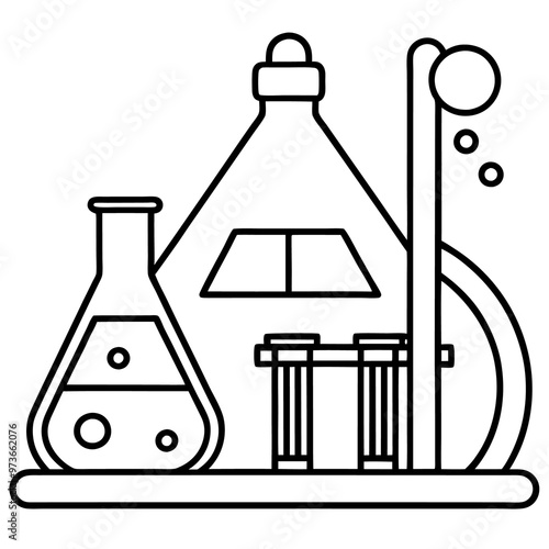 laboratory outline coloring book page line art drawing