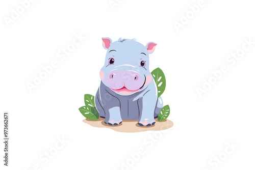 A cute moodeng baby hippo in the zoo in thailand, Generative AI illustrations. photo