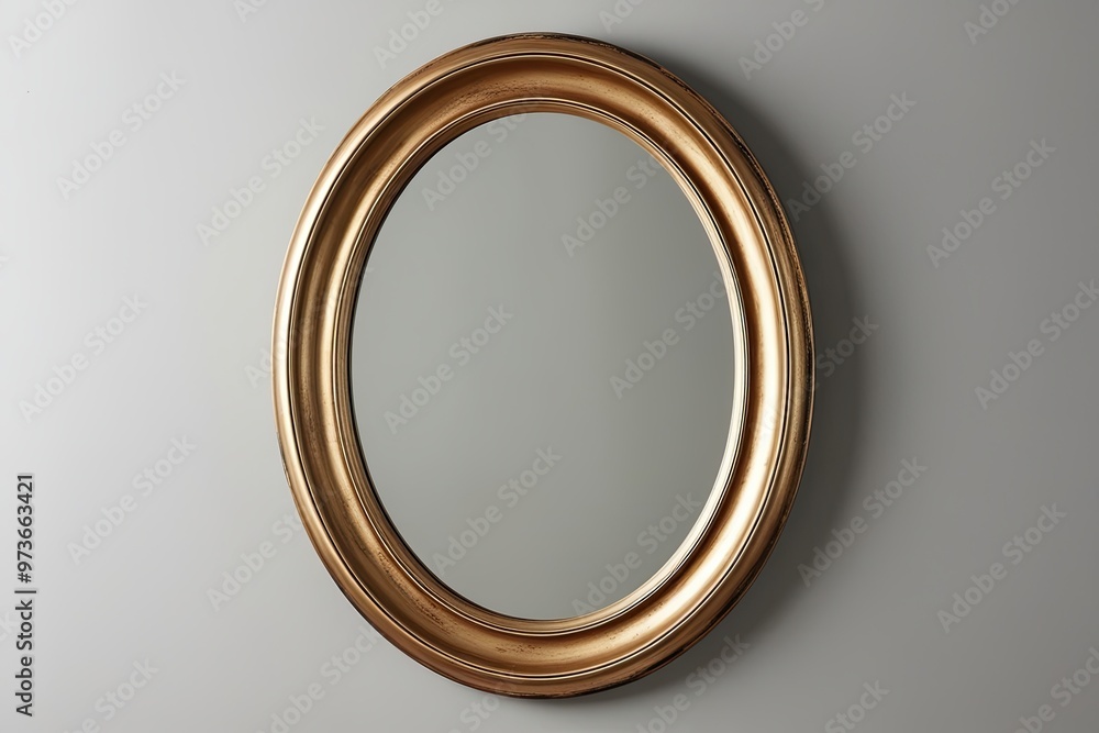 Obraz premium Elegant Oval Gold Mirror Frame with Antique Accents on Clear Background