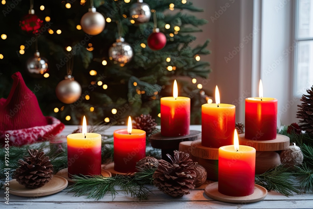 Cozy Atmosphere with Warm Festive Candles for the Perfect Holiday Ambiance Cozy Atmosphere with Warm Festive Candles for the Perfect Holiday Ambiance