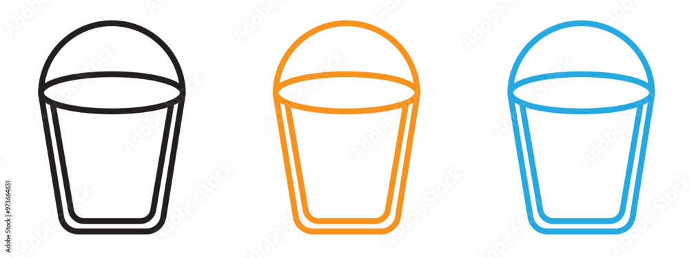Bucket icon Thin line illustration set Bucket icon Thin line illustration set