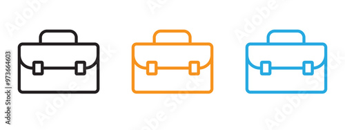 Briefcase icon Thin line illustration set