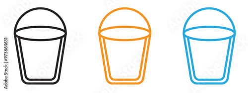 Bucket icon Thin line illustration set