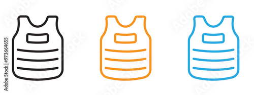 Bulletproof vest icon Thin line illustration set