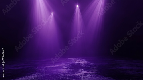 Spotlight purple light lamp on the dark empty room cement grunge background