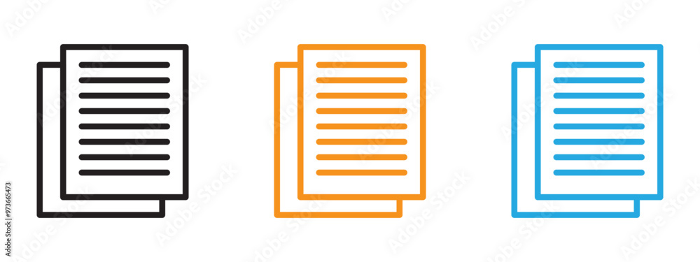 Document icon Thin line illustration set Document icon Thin line illustration set