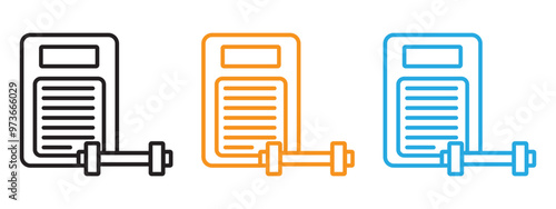 Fitness plan icon Thin line illustration set