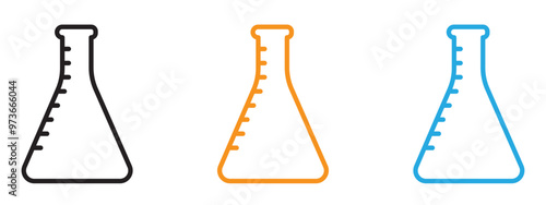 Flask icon Thin line illustration set