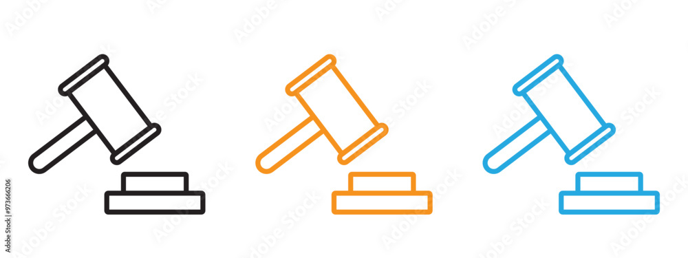 Gavel icon Thin line illustration set Gavel icon Thin line illustration set