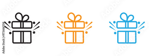 Gift boxes icon Thin line illustration set