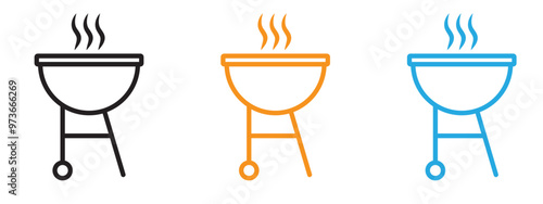 Grill icon Thin line illustration set