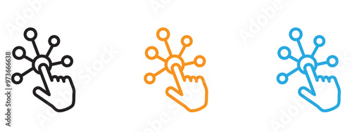 Interactive icon Thin line illustration set