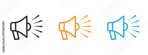 Megaphone icon Thin line illustration set