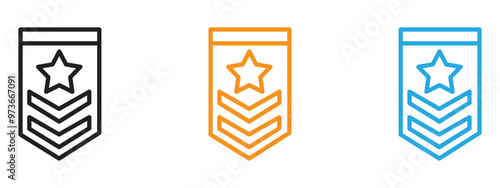 Military rank badge icon Thin line illustration set