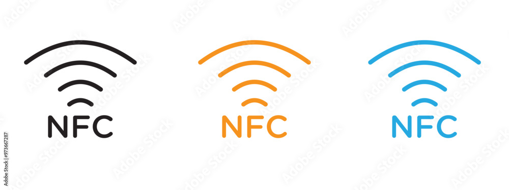 NFC icon Thin line illustration set NFC icon Thin line illustration set
