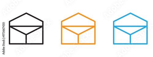 Open envelope icon Thin line illustration set