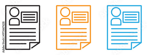 Personal documents icon Thin line illustration set
