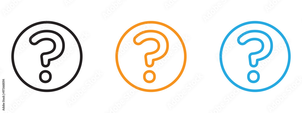 Question icon Thin line illustration set Question icon Thin line illustration set