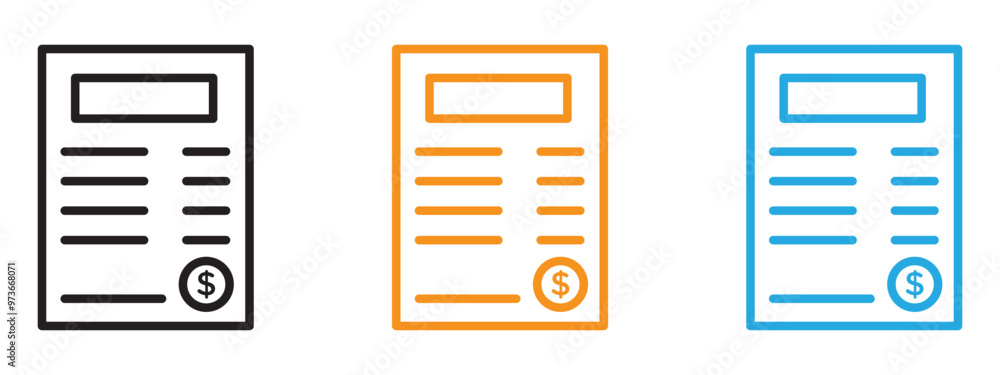 Receipt icon Thin line illustration set Receipt icon Thin line illustration set