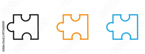 Puzzle Piece Icon Thin line illustration set