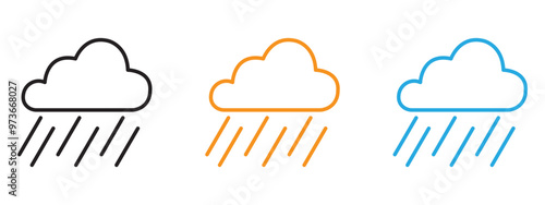 Rain icon Thin line illustration set