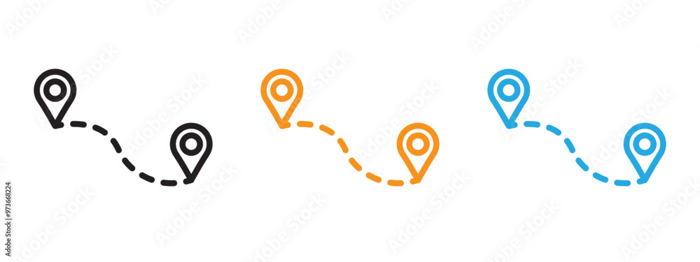 Naklejka premium Route Icon Thin line illustration set