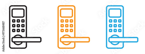 Smart lock icon Thin line illustration set