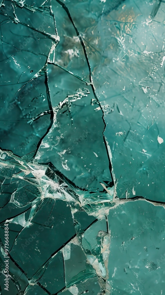 Naklejka premium Texture broken glass with cracks. Abstract of cracked screen Smartphone from shock.
