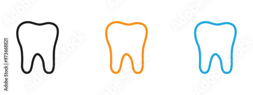 Tooth icon Thin line illustration set