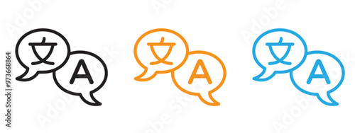 Translation icon Thin line illustration set