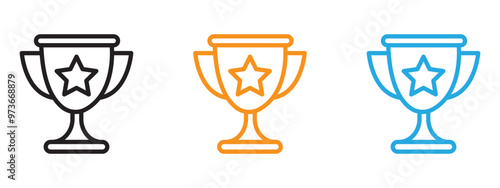 Trophy icon Thin line illustration set
