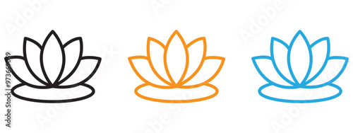 Water lily icon Thin line illustration set