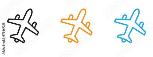 Airplane Icon Thin line illustration set