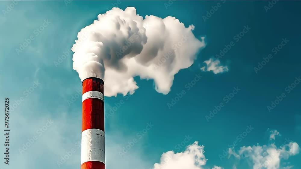 Thick smoke coming out from industrial factory plant chimney concept of environmental air pollution and carbon chemical emission Thick smoke coming out from industrial factory plant chimney concept of environmental air pollution and carbon chemical emission