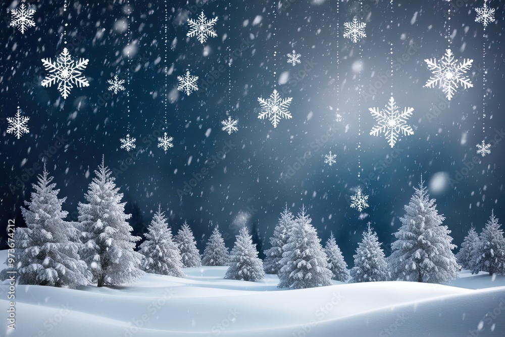 Enchanted Winter Wonderland Featuring Deep Snow and Graceful Snowflakes Enchanted Winter Wonderland Featuring Deep Snow and Graceful Snowflakes