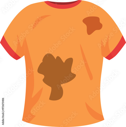 Orange t shirt showing stains, perfect for illustrating concepts such as doing housework or dirty laundry