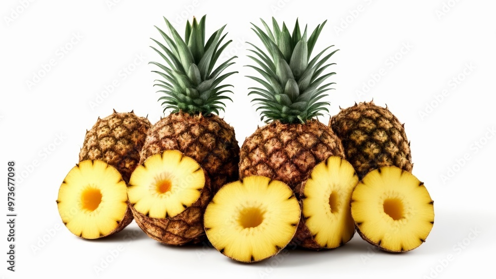 Freshly cut pineapple slices ready to enjoy Freshly cut pineapple slices ready to enjoy