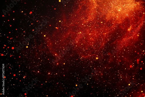 Abstract Red and Orange Nebula with Scattered Stars