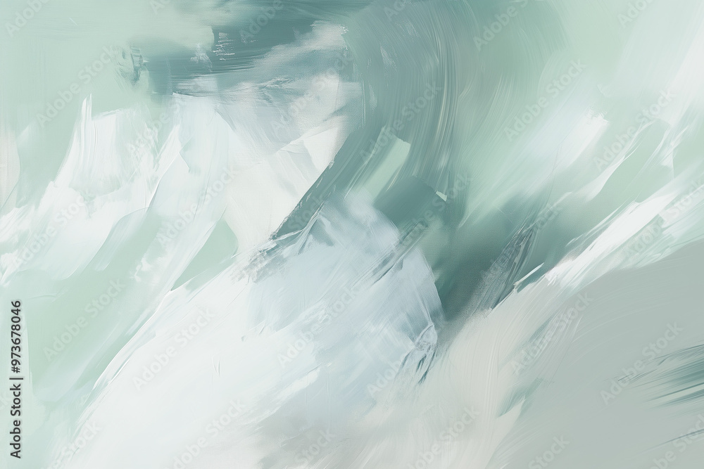 Abstract background with green and white paint strokes for artistic concept