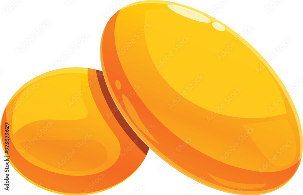 Cartoon style illustration of two shiny gold coins, isolated on white background Cartoon style illustration of two shiny gold coins, isolated on white background