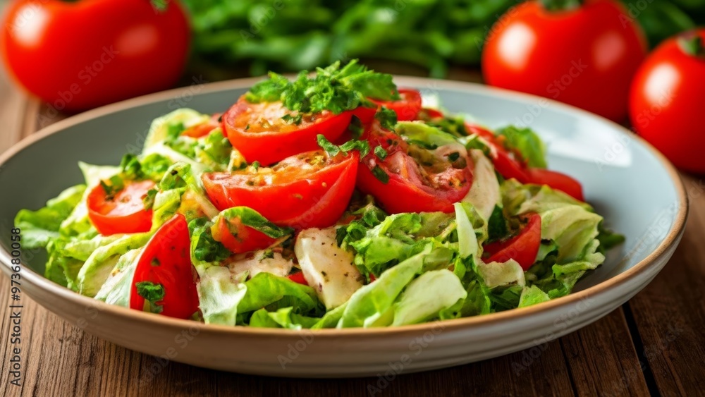 Freshly prepared summer salad ready to enjoy Freshly prepared summer salad ready to enjoy